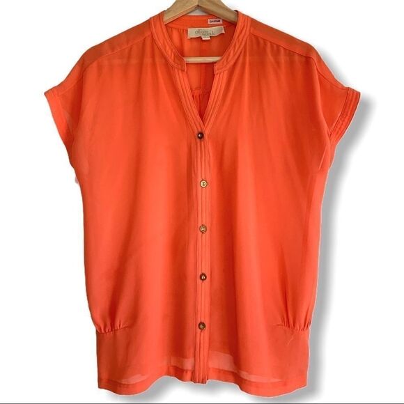 Olive & Oak Split Neck Button Down Short Sleeve - Picture 1 of 8